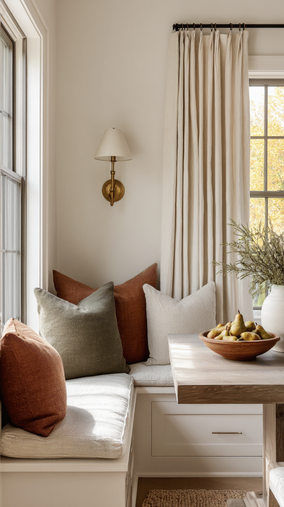 Dining nook with muted fall palette