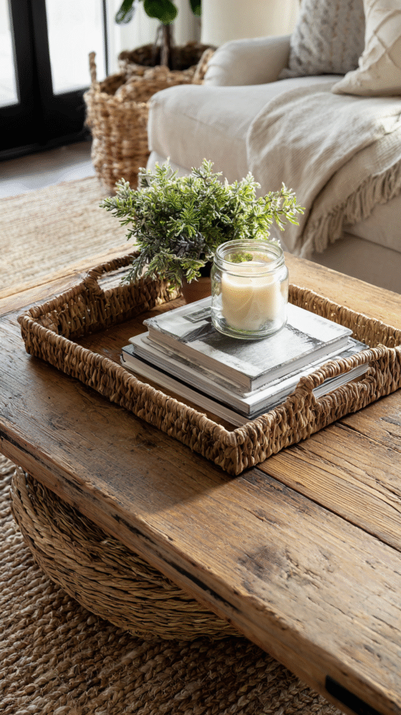 Farmhouse coffee table made from reclaimed wood